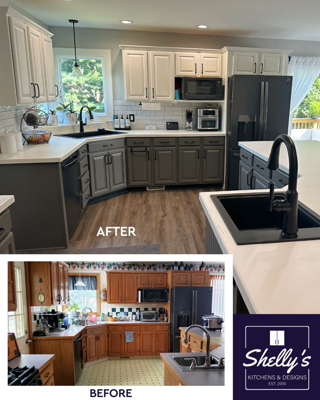 before and after kitchen cabinet painting, before and after kitchen cabinet refinishing, shelly’s kitchens, kitchen cabinet painting, kitchen cabinet refinishing, cabinet painters near me, cabinet refinishers near me, 