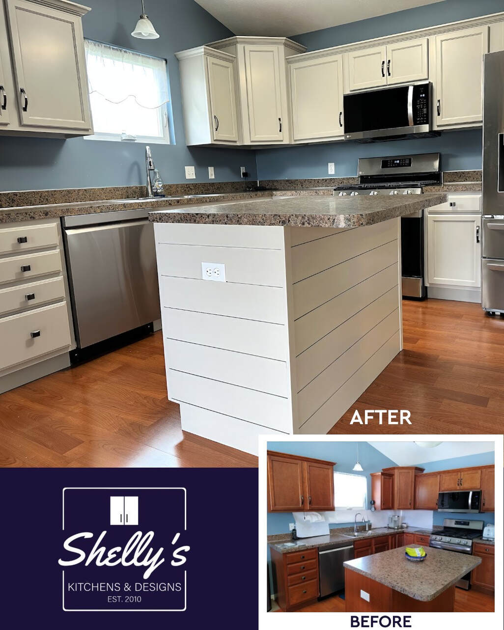 Kitchen remodel, before and after kitchen cabinet painting, before and after kitchen cabinet refinishing, shelly’s kitchens, kitchen cabinet painting, kitchen cabinet refinishing, cabinet painters near me, cabinet refinishers near me, 